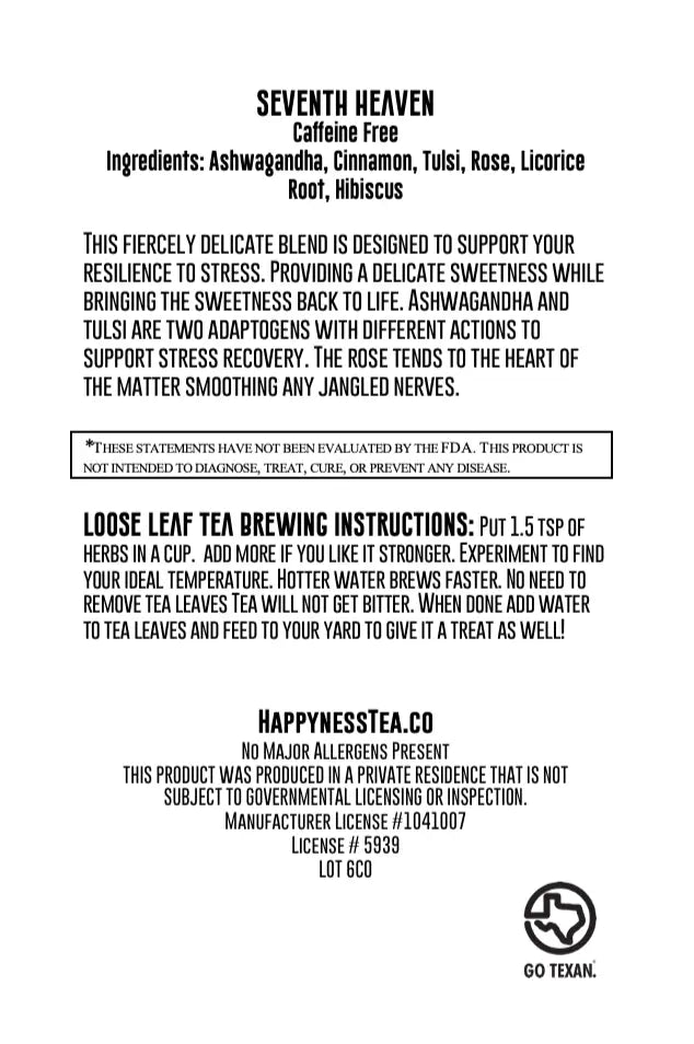 Seventh Heaven Herbal Tea Happyness Tea Company