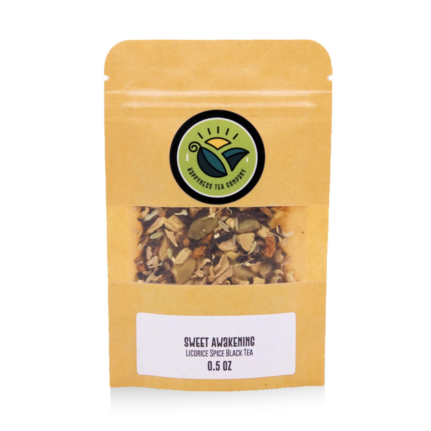 looseleaf tea blend in bag Black Tea, Cinnamon, Ginger, Licorice, Orange Peel, Cardamon, Anise, Cloves.