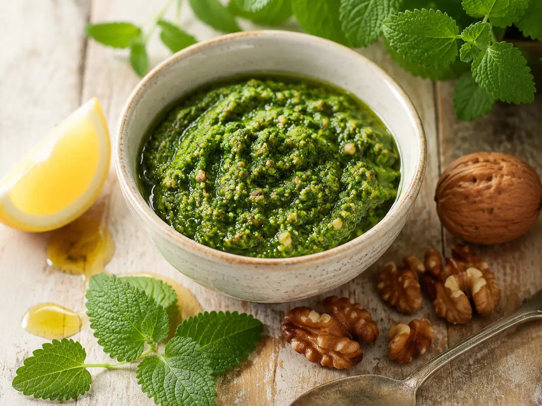 Lemon Balm & Walnut Pesto Happyness Tea Company