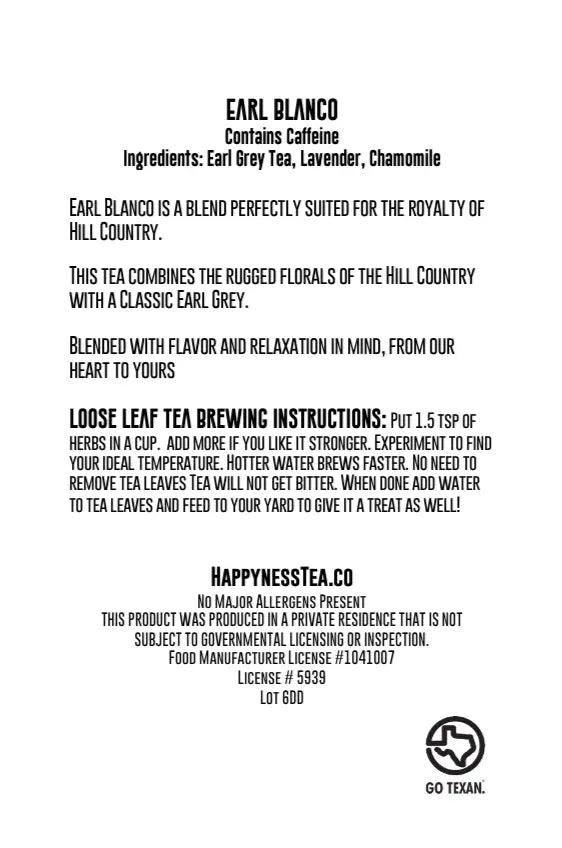 Earl Blanco - Floral Earl Grey Tea Happyness Tea Company