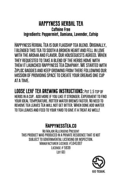 Happyness Herbal Tea - Stress Relieving Mint Tea Happyness Tea Company