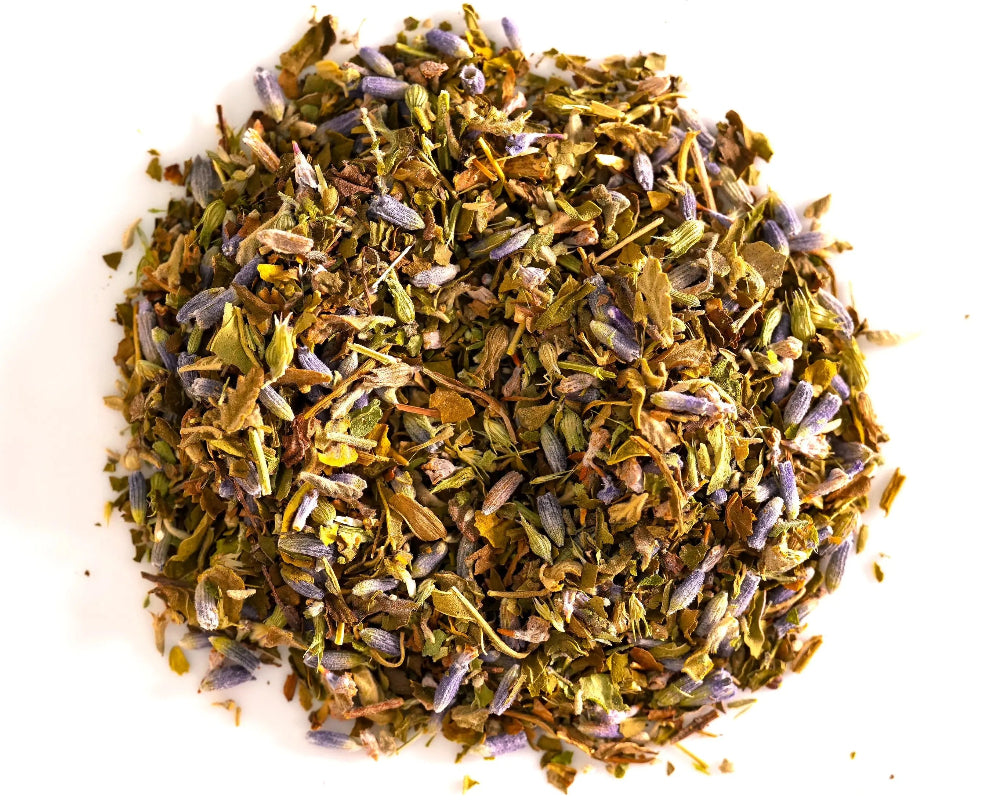 Loose-leaf Happyness Herbal Tea stress relieving mint tea with mint, lavender, damiana, and catnip