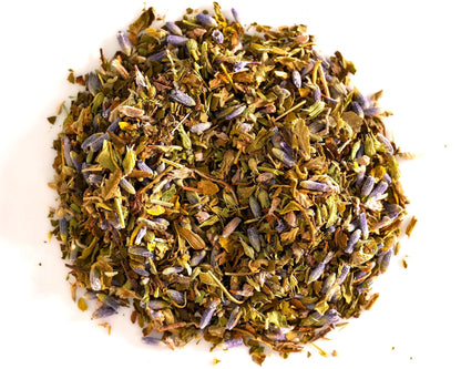 Loose-leaf Happyness Herbal Tea stress relieving mint tea with mint, lavender, damiana, and catnip
